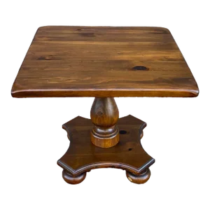 Vintage Ethan Allen by Baumritter Antiqued Pine Rustic Traditional Square Accent or Side Table (12-8054)