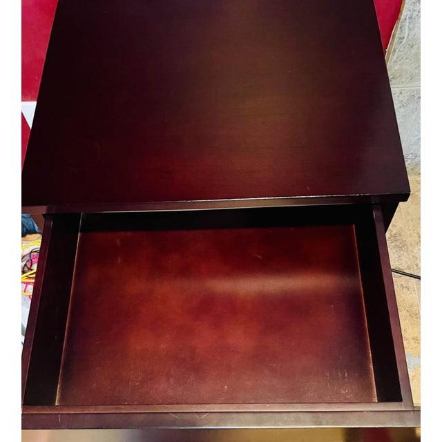 Brazilian Modern Dark Wood Curved Console Table / Desk + Matching 4-Drawer Chest - Bold Contemporary Set For Sale - Image 4 of 6