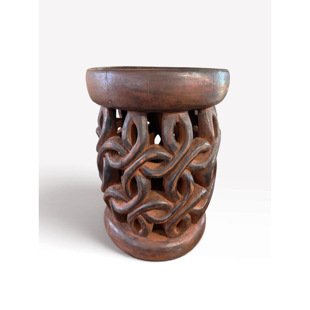 Vintage Tribal Nobility Bamileke Spiral Stool/ Side Table Cameroon 16" H For Sale In New York - Image 6 of 10