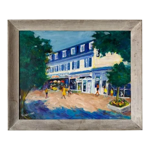70's K. Wilson Impressionist Village Street Scene Oil Painting, Framed