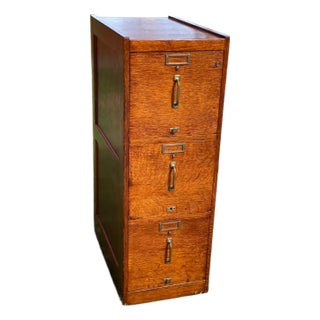 Antique 3 Drawer Oak Filing Cabinet For Sale