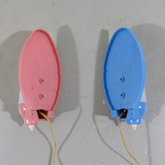 Glass Pink & Blue Wall Lamps, 1950s, Set of 2 For Sale - Image 7 of 18