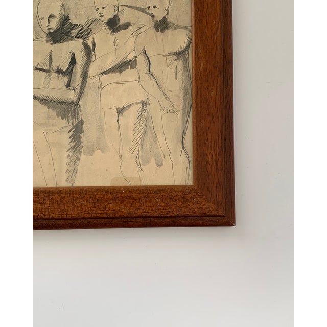 1962 Original French Figure Drawing Unsigned For Sale - Image 6 of 8