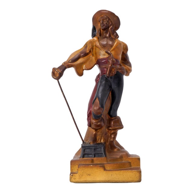 Large Pirate Armor Bronze 10 ½ in Tall Bookend Circa 1928 For Sale