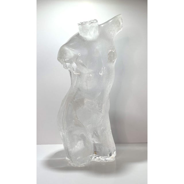 Signed De Stefano Acrylic Male Nude Sculpture, Numbered 2/160, with an interesting controlled crackled finish.