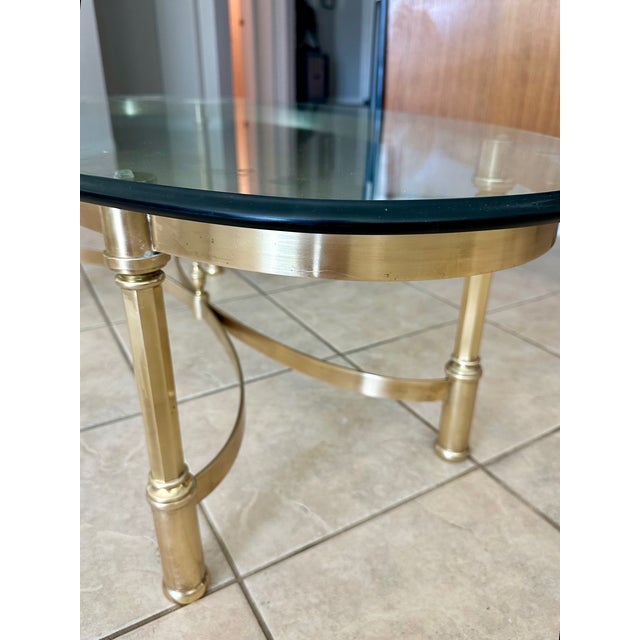 Hollywood Regency Brass Oval Cocktail Coffee Table Made Italy For Sale - Image 13 of 18