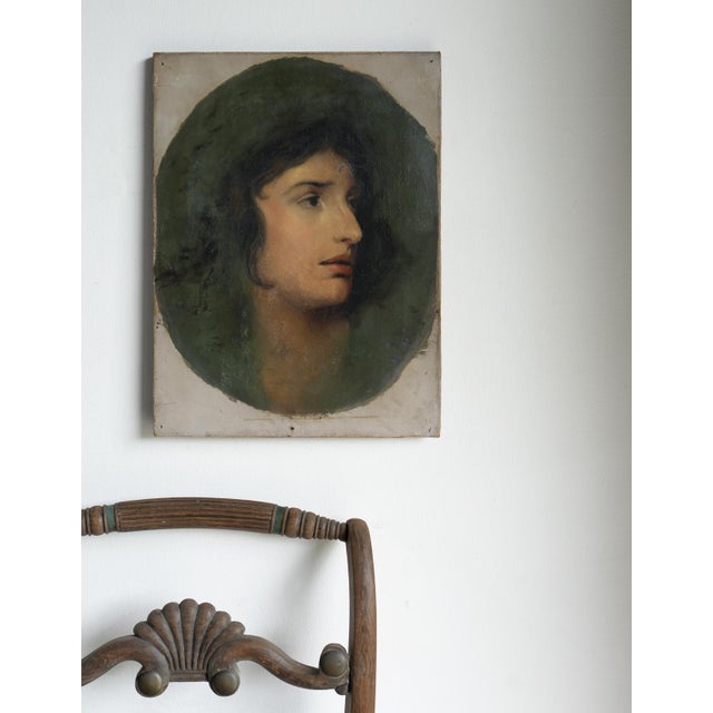 Romantic Portrait of Welsh Actress Sarah Siddons, Antique Original Oil Painting For Sale - Image 4 of 9