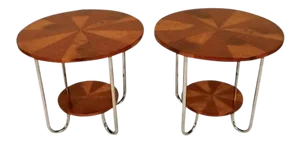 Art Deco Curly and Tiger Maple Side Tables - a Pair