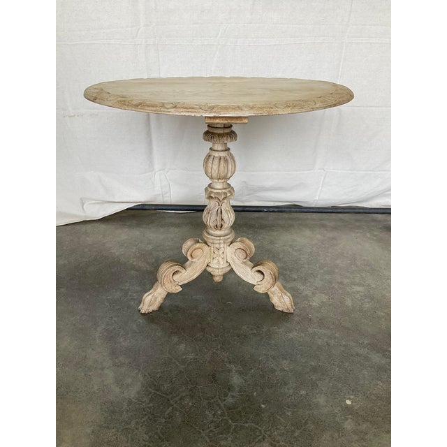 Rustic Antique Bleached Carved Oak Side Table With Hoof Feet 19th Century For Sale - Image 3 of 13