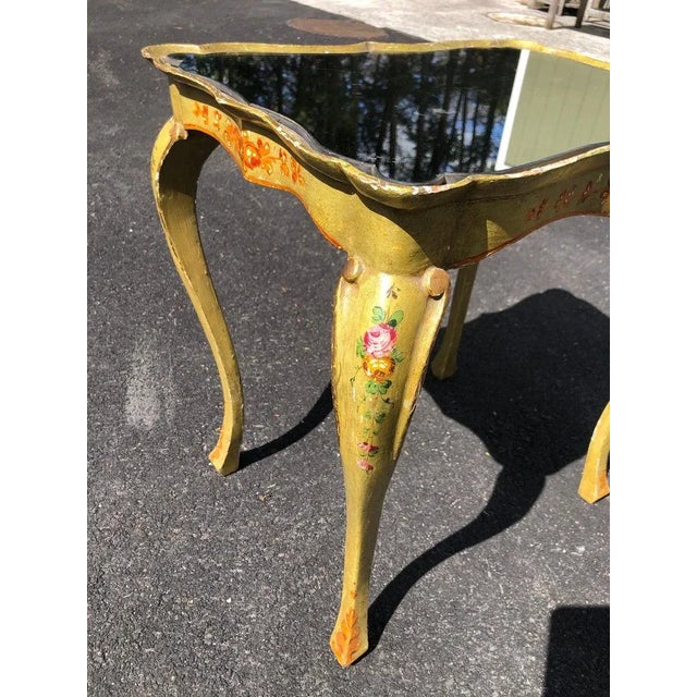 Italian Hand Painted Mirror Top Side Table For Sale - Image 10 of 13