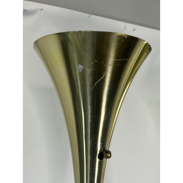 Brass Postmodern Tulip Torchiere Floor Lamps Brass Finish - a Pair For Sale - Image 8 of 13