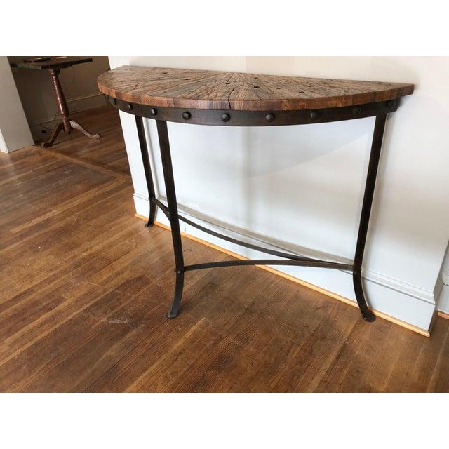 Modern Wrought Iron and Repurposed Oak Console Table Chairish