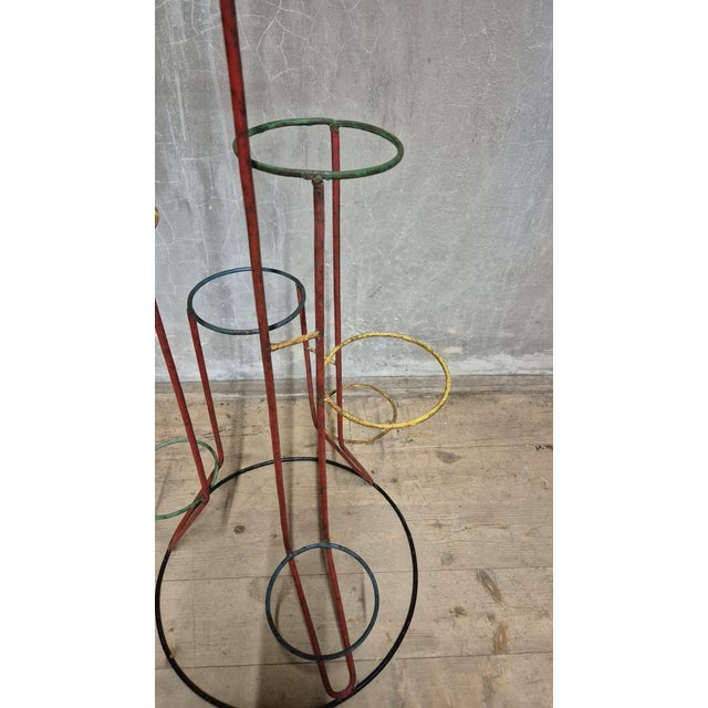 Metal Vintage Multi-Tier Flower Stand in Painted Metal, Czechoslovakia, 1940s For Sale - Image 7 of 11