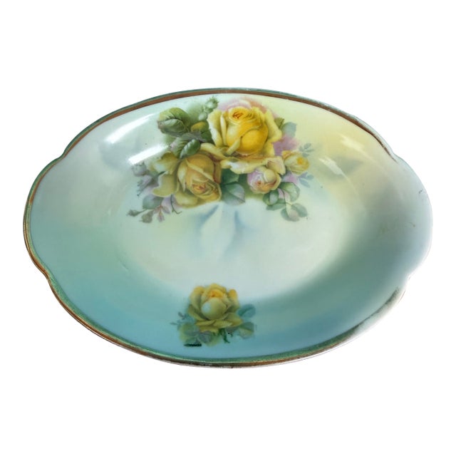 1930s Art Deco Porcelain Hand Painted Candy Dish For Sale