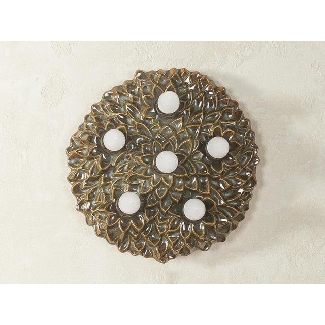 Silver Vintage Ceramic Wall Lamp with Floral Ornamentation, 1970s For Sale - Image 8 of 8