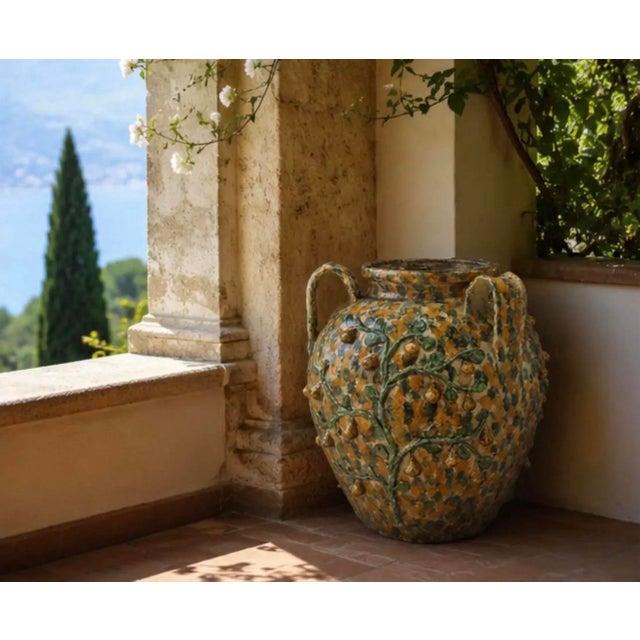 Vintage Italian Majolica Three-Armed Pear Planter Vase For Sale - Image 11 of 12
