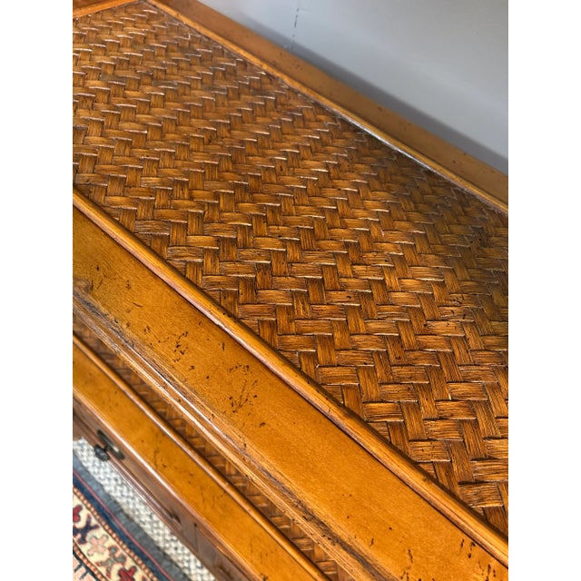 1980s Vintage Tommy Bahama Rattan Bamboo & Wood Bookcase For Sale - Image 5 of 12