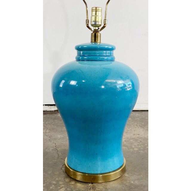 Vintage Vibrant Blue Ginger Jar Table Lamp Paul Hanson Style For Sale In Kansas City - Image 6 of 8