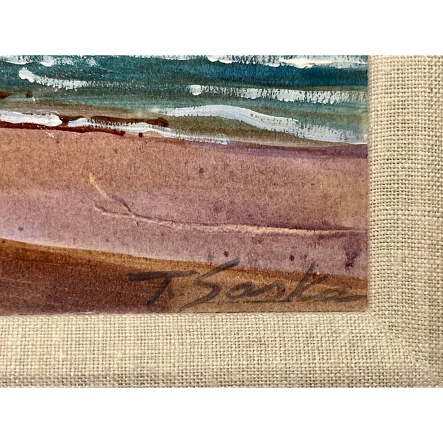 1990's Tim Saska Original Acrylic Coastal Cliffs Seascape Painting Framed, Signed For Sale - Image 4 of 6