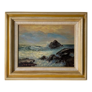 1970’s Vintage Margi Konzen Impressionist Ocean Landscape Oil on Board Painting, Framed For Sale