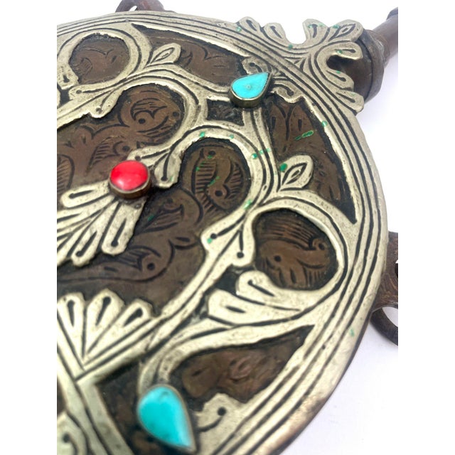 Early 20th Century Antique Moroccan Berber Brass Flask 1920s For Sale - Image 5 of 12