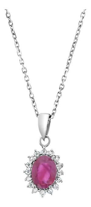 Ruby Diamond Hslo Pendant 1.12cttw 14k White Gold 16"