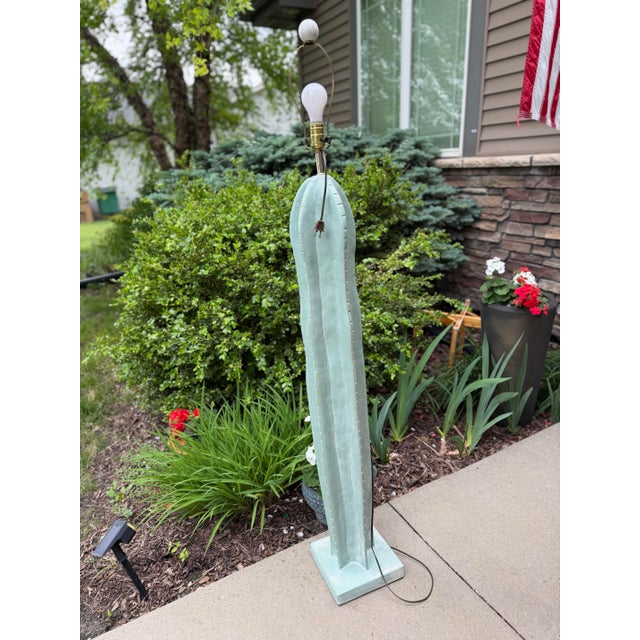 1980s Vintage Alsy Turquoise Saguaro Cactus Floor Lamp – 60.5” Tall – Organic Modern For Sale - Image 5 of 8
