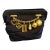 1980s Iconic Black Fabric and Brass Charms Clutch by Franco Moschino For Sale