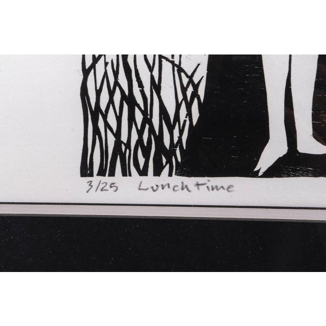 Late 20th Century Naul Ojeda Woodcut Print "Lunchtime", For Sale - Image 4 of 4