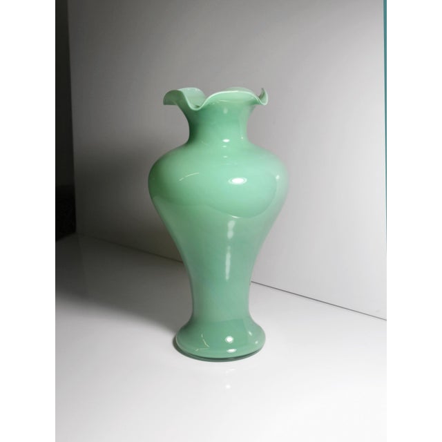 Aqua Jade Green Murano Glass Vase, 1950s For Sale - Image 8 of 8