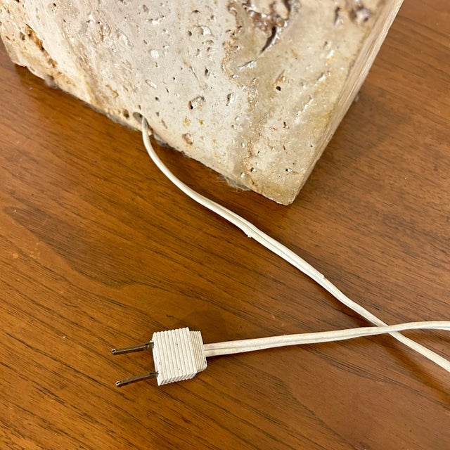 Stone Robsjohn Gibbings Style Travertine Marble Table Lamp For Sale - Image 7 of 12