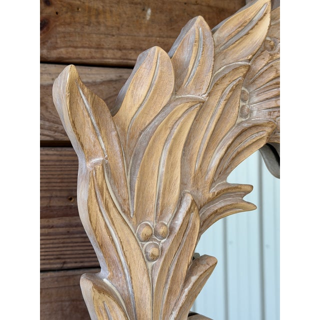 Vintage Carolina Mirror Carved Palm Leaf Wall Mirror – Coastal Organic Modern For Sale - Image 10 of 12