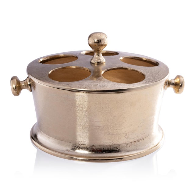 Serrano 5-Bottle Metal Wine Holder, Gold For Sale - Image 4 of 4