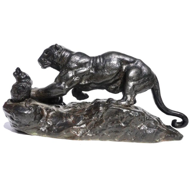 ANTOINE-LOUIS BARYE (FRENCH, 1795-1875) Panthère surprenant un zibeth, seconde version (Panther attacking a civet cat,...