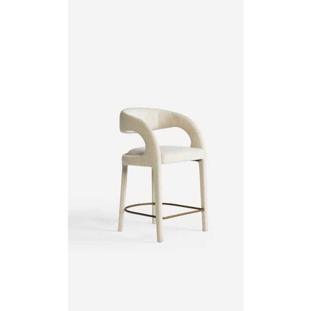 Anthropologie Set of 3 Hagen Bouclé Counter Stools by Four Hands (Originally Sold at Anthropologie) For Sale - Image 4 of 7
