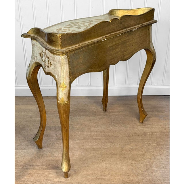Vintage Italian Rococo Gold Giltwood Writing Desk Vanity W/ Chair For Sale - Image 12 of 14