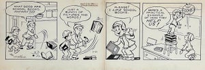 Jerry Walter & Linda Walter, Rare 1950s Original Syndicated Ink Drawing Cartoon Strip Susie Q Smith Comic Art, c. 1954