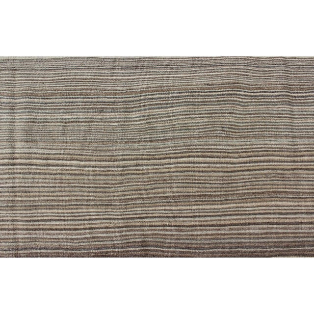 Keivan Woven Arts Modern Kilim With Solid Design in Variation of Gray Tones For Sale - Image 10 of 12