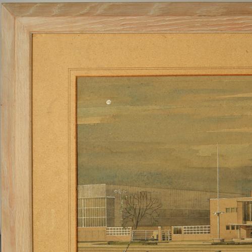 Gibb, Architectural Drawing of British Offices, 1948, Watercolor For Sale - Image 11 of 12