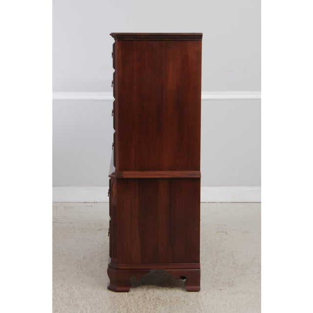 Traditional Ethan Allen Cherry Georgian Court Tall Chest on Chest For Sale - Image 3 of 15