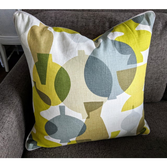 Custom Jonathan Adler Chartreuse Velvet And Linen Pillow 20