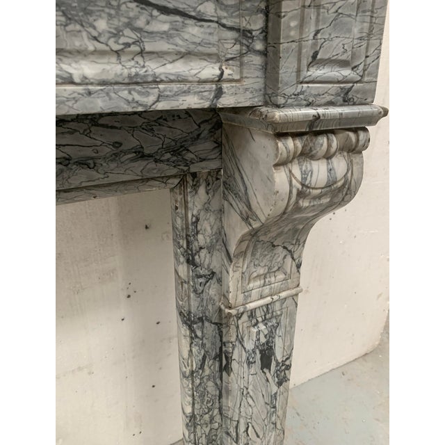Gray Louis Philippe Style Fireplace in Bleu Turquin Marble, 1900s For Sale - Image 8 of 16