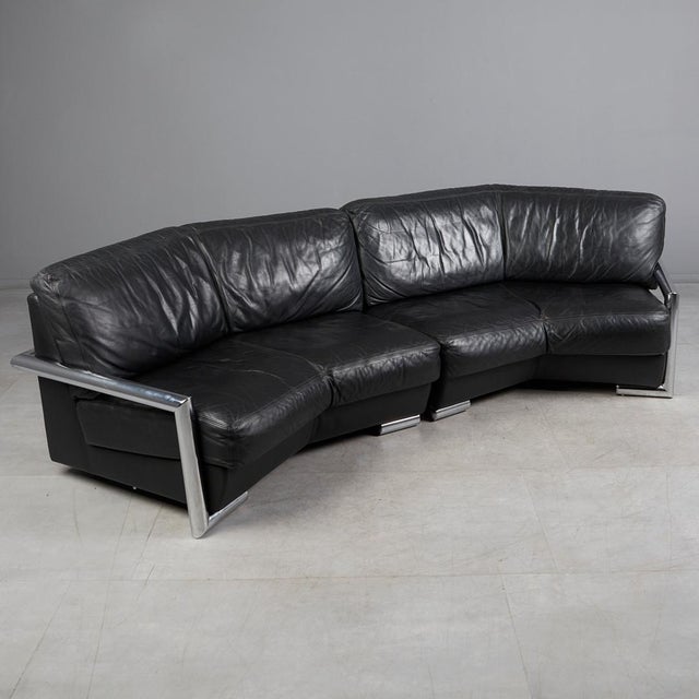 Artanova — Medea Modular Corner Sofa (2 Modules) — Black Leather — 1990s — Swiss Modern Lounge Statement