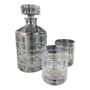 Ralph Lauren Hudson Plaid Cut Crystal Decanter Gift Box.
