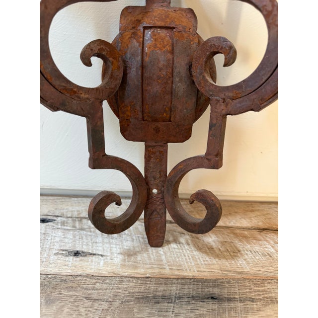 Brown 1960's Patinated Scroll Iron Wall Sconces - a Pair For Sale - Image 8 of 12