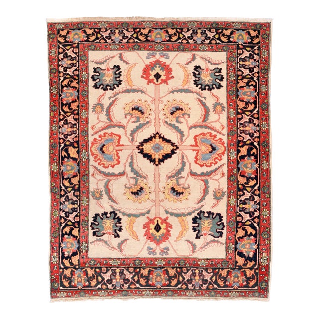 Vintage Red Farahan Persian Area Rug For Sale
