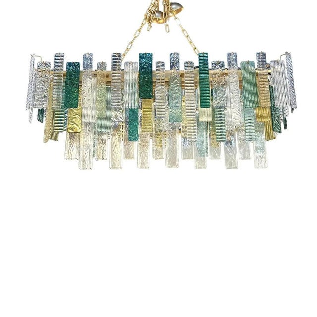 Monumental Rectangular Strip Listelli Murano Glass Chandelier by Simoeng For Sale - Image 14 of 16