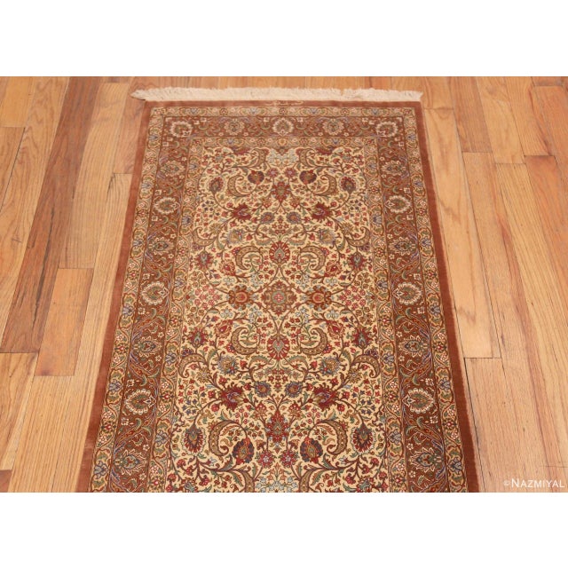 Nazmiyal Collection Floral Vintage Persian Qum Silk Runner Rug For Sale In New York - Image 6 of 6