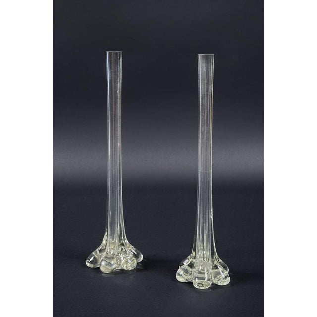 Art Nouveau French Gladioli Fluted Glass Vases, 1890s, Set of 2 For Sale - Image 6 of 6