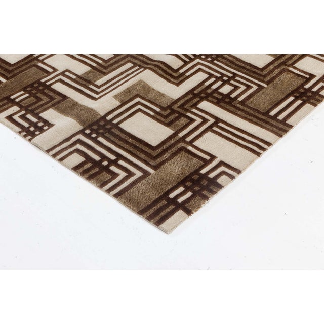 Hand-Knotted Contemporary Maze Rug in Silk and Wool by Doris Leslie Blau For Sale In New York - Image 6 of 7